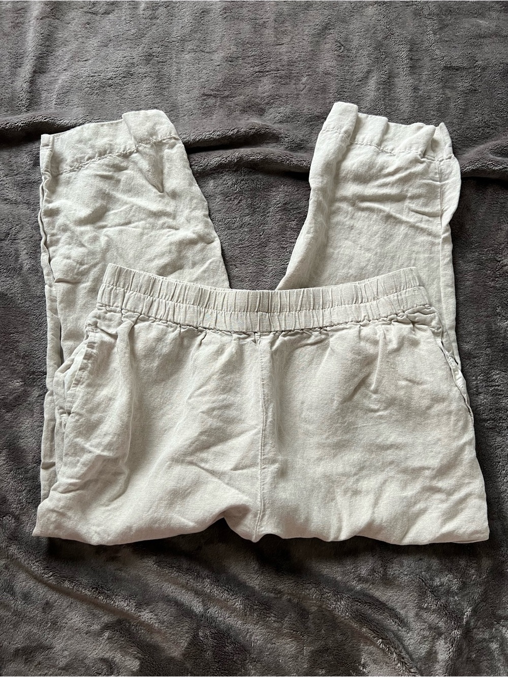 Madewell Cream Elastic-Waist Linen Pants